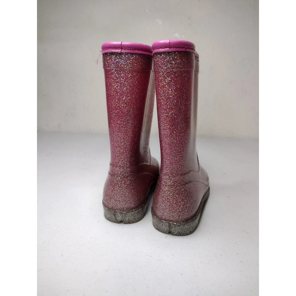 Carters Kids Pink Glitter Rain Boots Waterproof Sparkly Shoes Size 10M